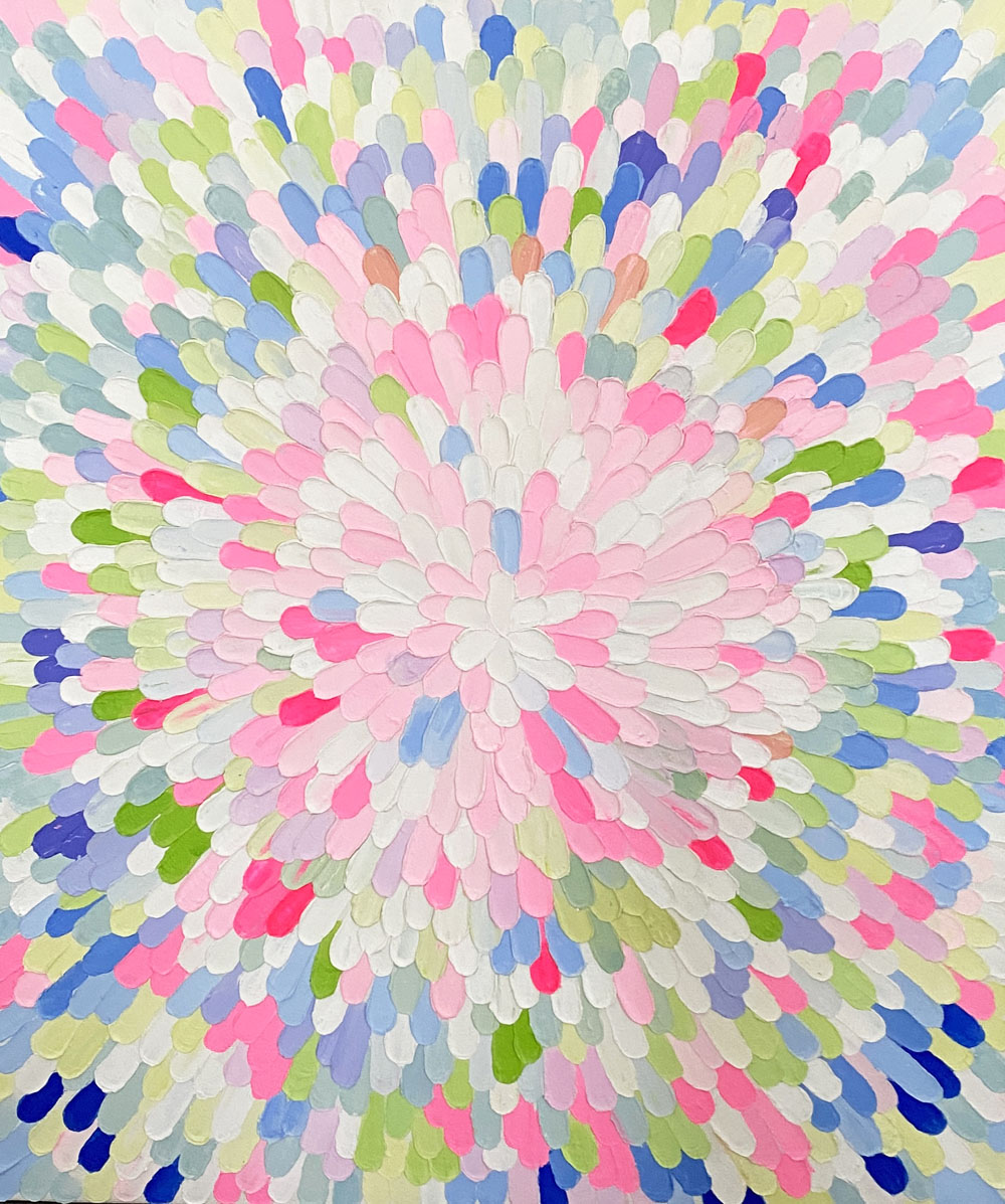 Zarte Energie - Frühlingshafte Farben - abstraktes Bild ziegelartig angeordnet